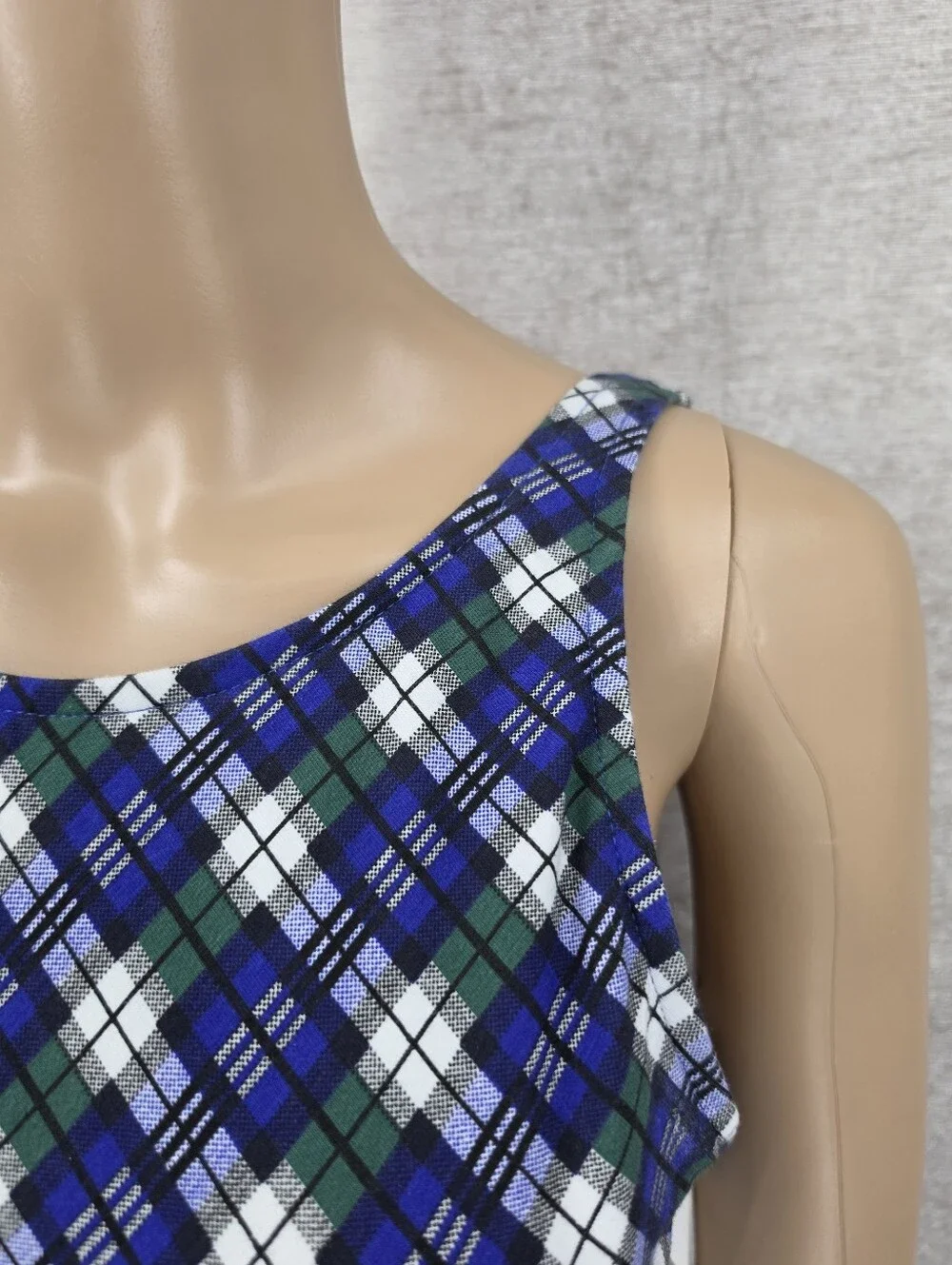 Westbound Vintage 90s Blue Tartan Plaid One-Piece Swimsuit Cotton
